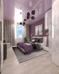 Purple and gray in the bedroom interior