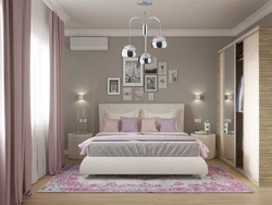 Purple and gray in the bedroom interior