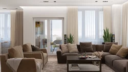 Living room design with two windows on one side