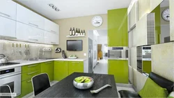 Gray-green kitchen in the interior