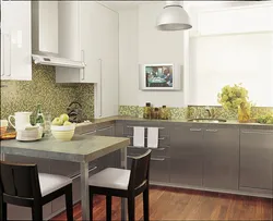 Gray-green kitchen in the interior