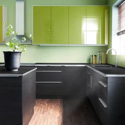 Gray-green kitchen in the interior