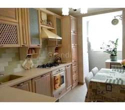 Kitchen interior 8 sq m with balcony photo