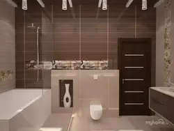 What color goes with brown in a bathroom interior?