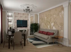 Ас үйдегі қонақ бөлмесінің фотосуреті үшін тұсқағаздың қандай түрі