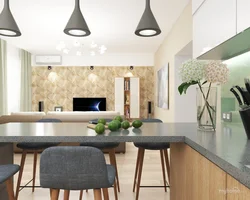 What kind of wallpaper for the kitchen living room photo
