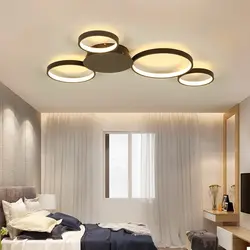 Suspended Ceiling With Light Bulbs Without A Chandelier In The Bedroom Photo