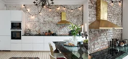 Imitation brick in the kitchen photo
