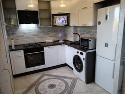 Washing Machine In A Small Kitchen In Khrushchev Photo