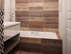 Wood-look porcelain tiles in the bathroom photo