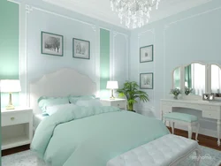 Bedroom interior in mint tones