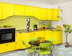 Kitchen green yellow interior