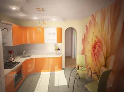 Peach kitchen design photo