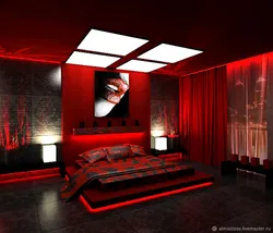 Bedroom design in red tones