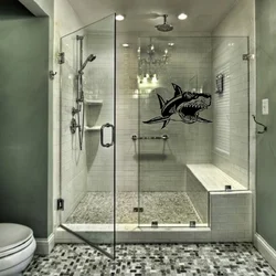 Modern bathroom design photo without bathtub