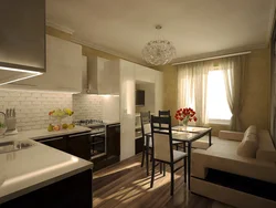 Kitchen Design 16 Meters In Modern Style