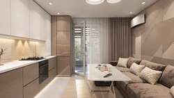 Kitchen design 16 meters in modern style