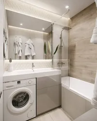 Bathroom design photo for a small bath with a washing machine