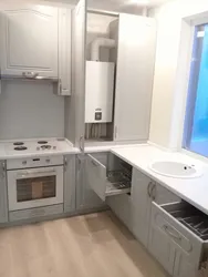 Kitchen 5m2 design with refrigerator and speaker