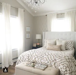 Bedroom interior rectangular with two windows