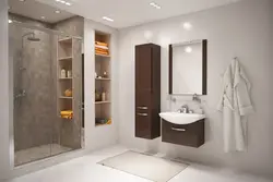 Интерьердегі ванна бөлмесіндегі шкафтың қарындаш қорабы