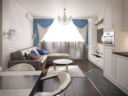 Kitchen design 17 m with sofa photo