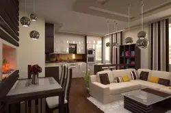 Интерьер маленькой гостиной совмещенной с кухней