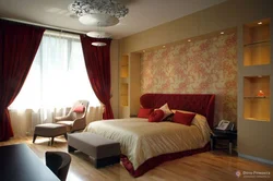 Photo of a bedroom in burgundy tones photo