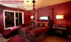 Photo Of A Bedroom In Burgundy Tones Photo
