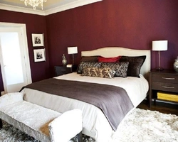 Photo of a bedroom in burgundy tones photo