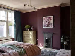 Photo of a bedroom in burgundy tones photo