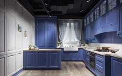 Color Combination With Blue In The Kitchen Interior Photo