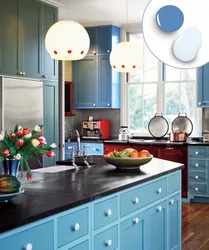 Color combination with blue in the kitchen interior photo