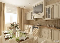 Beige kitchen facades photo