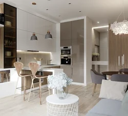 Interior design of kitchen living room in modern