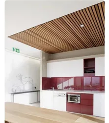 Kitchen ceiling with slats photo