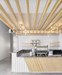 Kitchen ceiling with slats photo