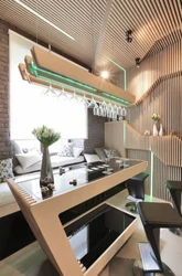 Kitchen ceiling with slats photo