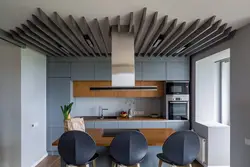 Kitchen ceiling with slats photo