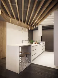Kitchen ceiling with slats photo