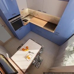 Kitchen in a small apartment photo with refrigerator design