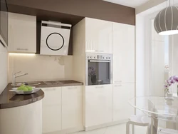 Kitchen in a small apartment photo with refrigerator design