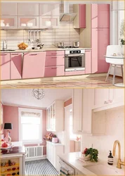 Розовый цвет с каким цветом сочетается в интерьере кухни фото