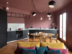 Розовый цвет с каким цветом сочетается в интерьере кухни фото