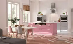 Розовый цвет с каким цветом сочетается в интерьере кухни фото