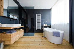 Bathtub wood floor photo