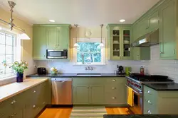 Olive Color Combination In The Kitchen Interior Photo