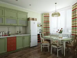 Olive color combination in the kitchen interior photo