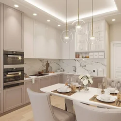 Photo of a modern kitchen in beige tones photo