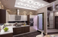 Combined hallway with kitchen design photo in the house